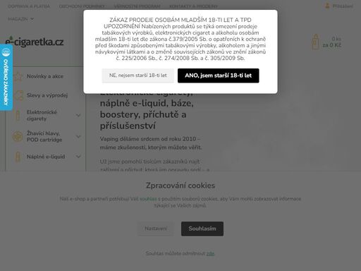 specializovaný eshop a kamenná prodejna pro vaping. elektronické cigarety, náplně e-liquid, báze, boostery, příchutě a příslušenství.