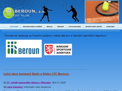 činnost se realizuje za finanční podpory města beroun a národní sportobní agentury. -----------------------
