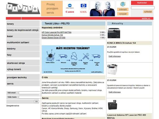 pelito - firma působící od roku 1998 v oboru kancelářské techniky.