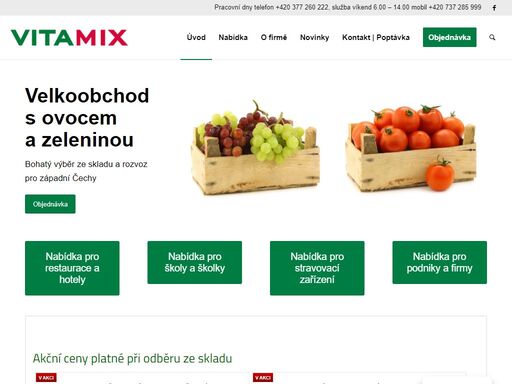 vitamix - spolehlivý velkoobchod ovoce, zelenina a další produkty pro školy, jídelny a restaurace. čerstvé dodávky, rozvoz po plzeňském kraji.
