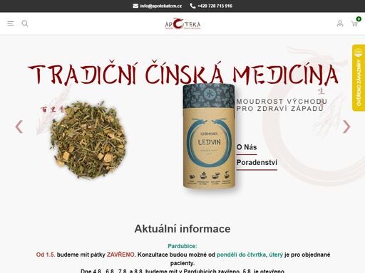 ? 20 let zkušeností v čínské medicíně ? odborné poradenství ? prodejny pardubice a jihlava – terapeuti: mgr. jana němcová, tomáš němec, rndr. klára bednářová