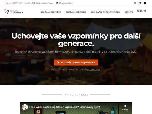 uchovejte vaše vzpomínky pro další generace. bezpečně převedeme vaše 8mm filmy, kazety, diapozitivy a další materiály na usb médium nebo dvd. vyzkoušejte online objednávku nebo přineste materiály přímo do naší kamenné provozovny na praze 4. prohlédněte si ukázky, ceníky a reference od skutečných zákazníků.