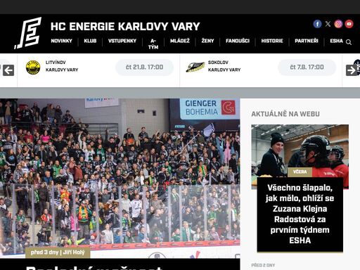 oficiální internetové stránky hokejového klubu hc energie karlovy vary. vstupenky, zprávy, rozpisy zápasů, výsledky, tabulky, fotografie, rozhovory a kontaktní informace. informace zahrnují a-tým i mládež.