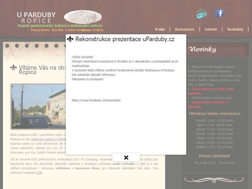 restaurace u parduby v ropici, pohostinství, občerstvení a další služby