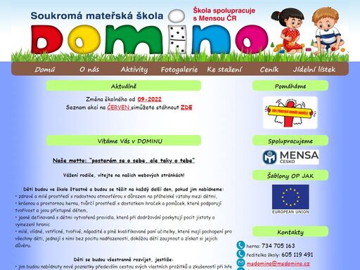 soukromá mateřská školka, nočí spaní, hlídání dětí, levné školné, dotace