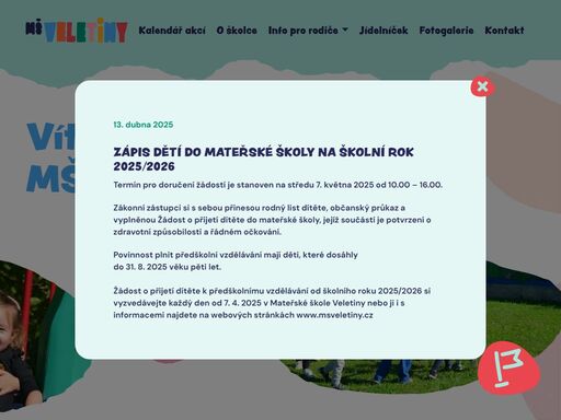 oficiální web mš veletiny