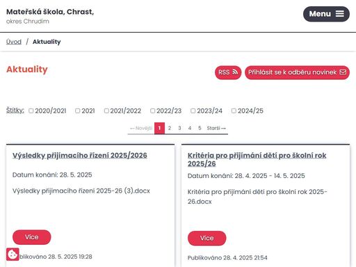 mateřská škola, chrast, okres chrudim