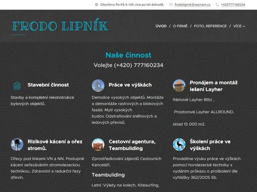 hlavní stránka s kompletními informacemi.