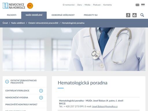  -  -  - hematologická poradna - mudr. josef balazs (4. patro, č. dveří b413)tel.: + 420 257 273 099, e-mail: josef.balazs…