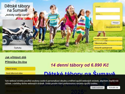 rekreační tábory lipno pro děti na šumavě atraktivní lokalitě lipensko v osadě bližná