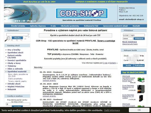 cdr-shop.cz - specialista na verbatim, datová média, spotřební materiál