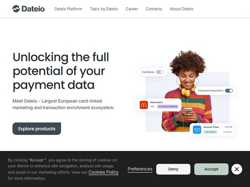 dateio is europe’s largest platform for card-linked marketing and transaction enrichment ecosystem, active in 80+ markets and delivering 99.99% data accuracy.
