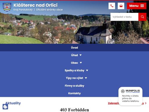 klášterec nad orlicí je obec v okrese ústí nad orlicí, v orlických horách při řece divoké orlici, asi 8 km severovýchodně od města žamberk.
