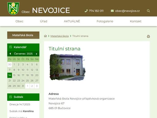 oficiální stránky obce nevojice