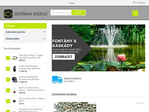 zahradní jezírka a akvaristika. široká nabídka vybavení a příslušenství pro vaše zahradní jezírko nebo akvárko. nakupte u nás filtrace, čerpadla, uv lampy, vzduchování, krmivo a mnoho dalších.