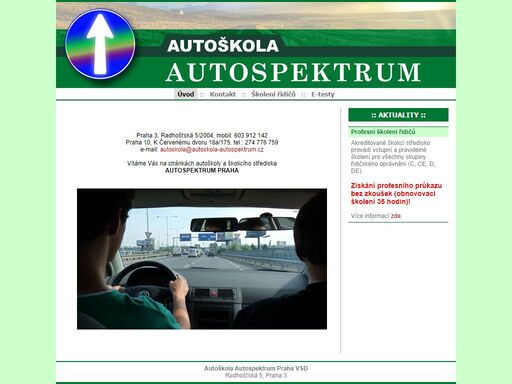 autoškola autospektrum praha provádí výcvik všech skupin, v rámci školicího střediska nabízí profesní školení řidičů, školení řidičů - referentů