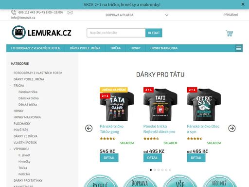vytvořte si tričko s vlastním potiskem nebo si vyberte z naší široké nabídky vtipných triček a dárkových předmětů, které zaručeně vašim nejbližším vykouzlí úsměv na tváři.