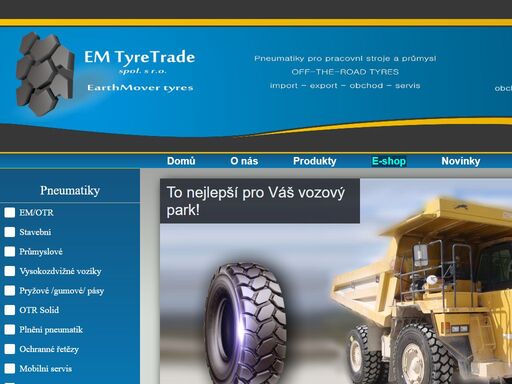 prodej a servis em a otr pneumatik, zajištění mobilního pneuservisu. em tyretrade spol. s r.o.