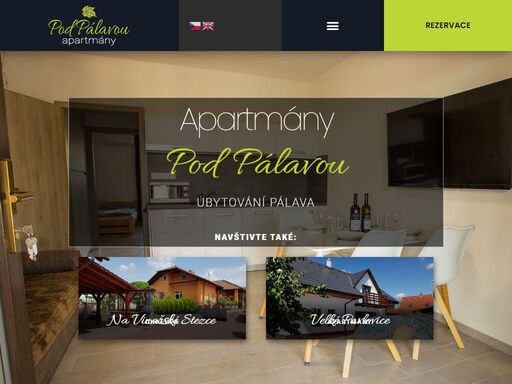 apartmány pod pálavou leží na okraji malé vinařské vesnice starovičky na cyklostezce „krajem andré“ s krásným výhledem na nedalekou pálavu.