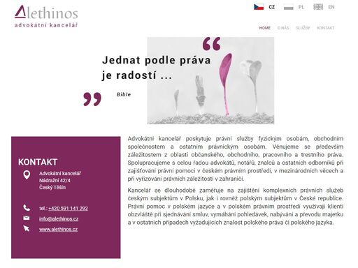 advokátní kancelář alethinos - advokát, právník český těšín