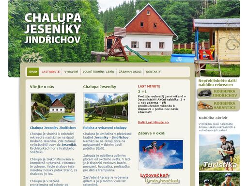  chalupa jeseníky jindřichov - chalupa pro 12 osob, vhodná k celoroční rekreaci, umístěná na polosamotě v překrásné krajině jeseníků. 