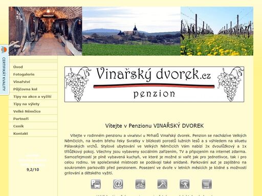 vinarskydvorek.cz  penzion ubytování hotel velké němčice víno sklep