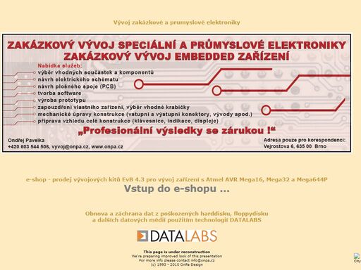 vyrábíme jednoúčelové stroje a zařízení včetně automatizace, řízení strojů a procesů, programovatelné automaty, robotizovaná pracoviště. provádíme vývoj a výrobu zakázkové elektroniky a softwaru, bezkontaktní identifikaci. gsm moduly, gprs komunikace, zabezpečovací systémy
