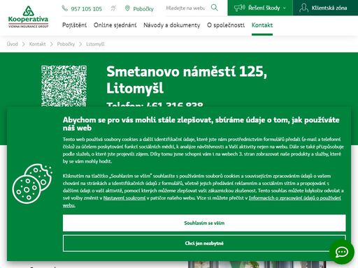 pojišťovna kooperativa - litomyšl, smetanovo náměstí 125, tel.: 461 316 838 , e-mail: hjiraskova@koop.cz, hana jirásková - odpovědný vedoucí