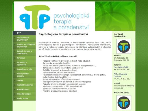 psychologická poradna brno a boskovice vám nabízí psychologickou terapii a psychologické poradenství. 