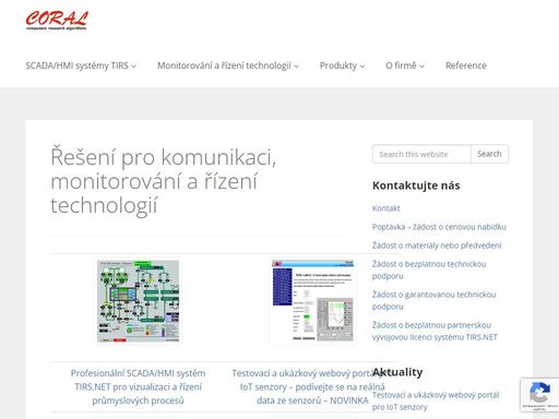 řešení pro komunikaci, monitorování a řízení technologií. profesionální scada/hmi systém tirs.net. monitorování výrobních strojů.
