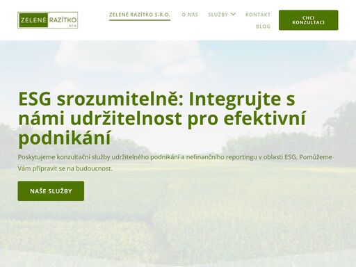 společnost zelené razítko s.r.o. poskytuje poradenskou činnost v rámci oblasti esg. 