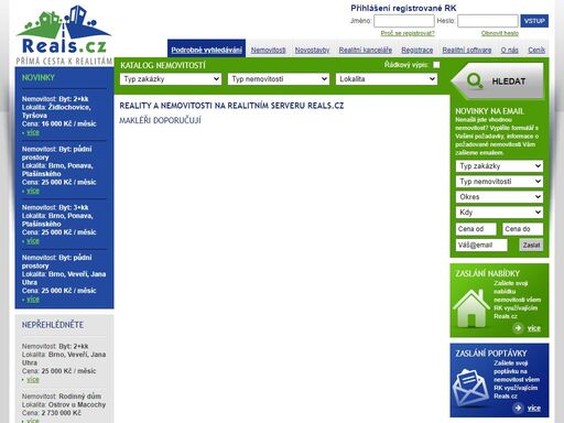 realitní server s nabídkou bytů, domů, pozemků na prodej i pronájem. software pro realitní kancelář zdarma