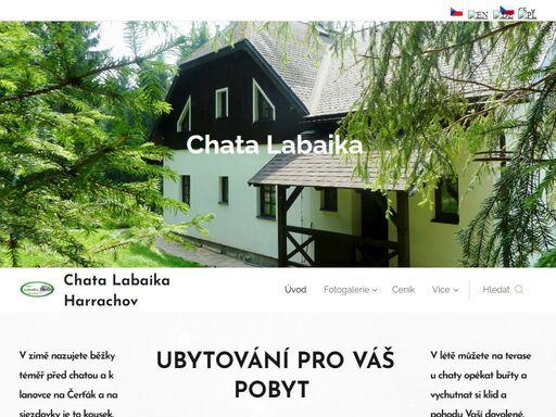 popis chaty a ubytování, vybavení chaty a  pokojů, poloha chaty v blízkosti centra harrachova.