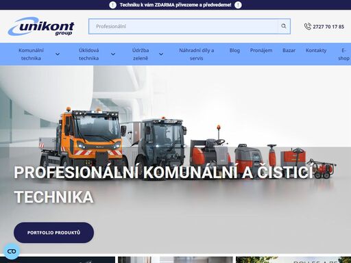 unikont group nabízí široký sortiment značek předních světových výrobců úklidových i komunálních strojů, strojů pro údržbu zeleně, lesní techniky a to včetně kompletního servisu.