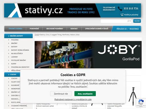 stativy | sirui, 3 legged thing, manfrotto, velbon, gitzo