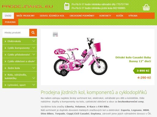 oblíbený eshop a prodejna jízdních kol, cyklistických komponentů a servis jízdních kol. prodáváme dětská, pánská i dámská kola. horská, městská, crossová, silniční, fatbike, trekingová, fitness, skládací, elektrokola. 
