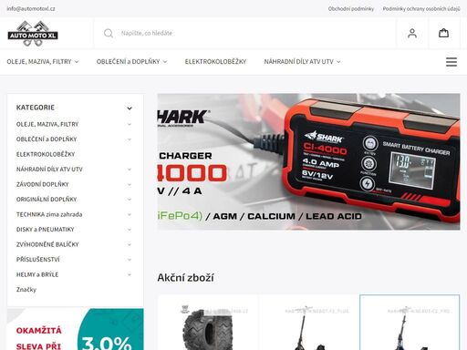 automotoxl. náš e-shop nabízí široký výběr příslušenství pro čtyřkolky, motorky, oblečení pro motorkáře, spojovací, montážní a mazací materiál, přívěsné vozíky, nájezdy a mnoho dalšího
