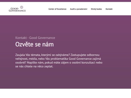 centrum of excellence for good governance je nezávislým a nestranickým think tankem, který se zaměřuje na výzkum, vzdělávání a policy advocacy v oblasti dobré praxe při utváření a správě věcí veřejných.
