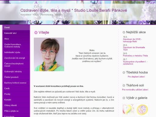  ozdravení duše, těla a mysli * studio libuše serafii pánkové - konzultace * kurzy * harmonizace * masáže - vítejte 