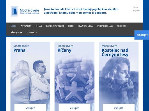 terapeutické centrum modré dveře nabízí péči pro lidi s psychickými obtížemi, v krizi, pro lidi s duševním onemocněním nebo mentálním handicapem včetně rodinných příslušníků.