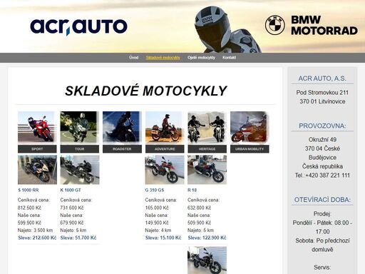 bmw, motorky, prodej, servis, české budějovice