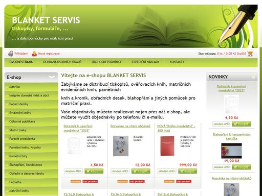 distribuce tiskopisů a pomůcek pro matriky