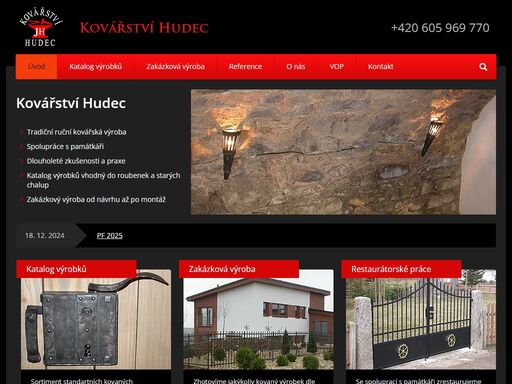 tradiční ruční kovářská výroba, spolupráce s památkáři, dlouholeté zkušenosti a praxe, katalog výrobků vhodný do roubenek a starých chalup, zakázkový výroba od návrhu až po montáž
