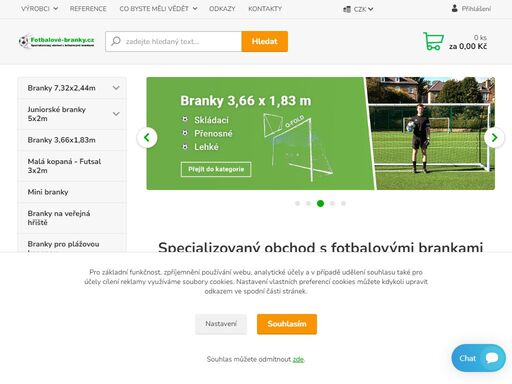 specializovaný obchod s fotbalovými brankami od renomovaných zahraničních výrobců. dodáváme hliníkové fotbalové branky, ocelové, nafukovací, přenosné, skládací. máme branky pro děti na zahradu, pro školy i fotbalové kluby. 