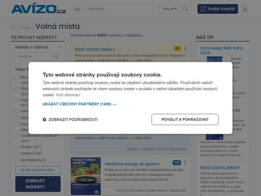 prohlédněte si nabídku volných pracovních míst volných pracovních míst na serveru avízo.cz. přijďte si vybrat z mnoha aktuálních inzerátů.