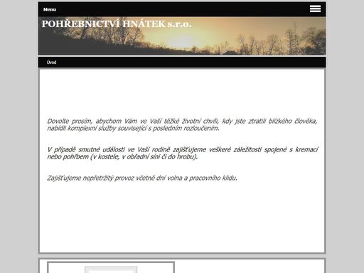 nabídka pohřebních a kremačních služeb. zajištění převozů, věnců a kytic.