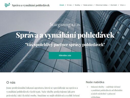 jsme profesionální inkasní agentura, která se specializuje na správu a vymáhání pohledávek všech typů. naše služby poskytujeme jak pro právnické, tak i fyzické osoby. snažíme se najít efektivní a rychlé řešení pro každou situaci, abychom pomohli našim klientům získat zpět své dlužné peníze. úzce spolupracujeme se smluvními advokátními kancelářemi a...