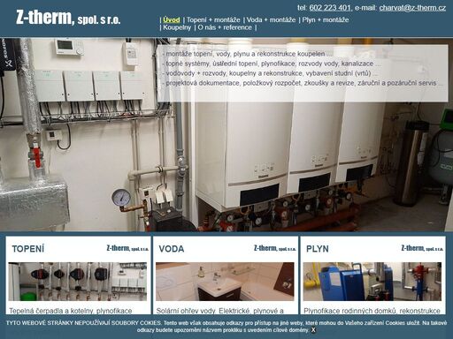 z-therm, spol. s r.o. - topení, plynové kotle, elektrokotle, automatické kotle, tepelná čerpadla, ohřívače, solární ohřev vody, plyn, kanalizace, rekonstrukce koupelen - slaný, kladno, praha, louny