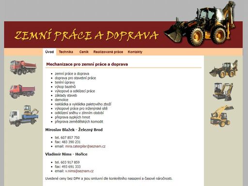 mechanizace pro zemní práce a doprava