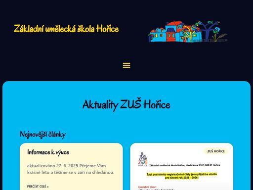 novinky a aktuality zuš hořice z oblastí hudby, výtvarného umění, tance a divadla pro všechny věkové kategorie v hořicích a podkrkonoší.